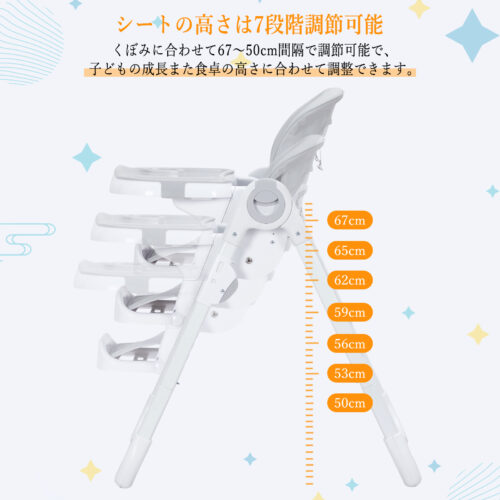 Thinkmax ベビーチェア ハイチェア 折りたたみ ローチェア キャスター付 高さ調節 離乳食 子供用 - 画像 (4)