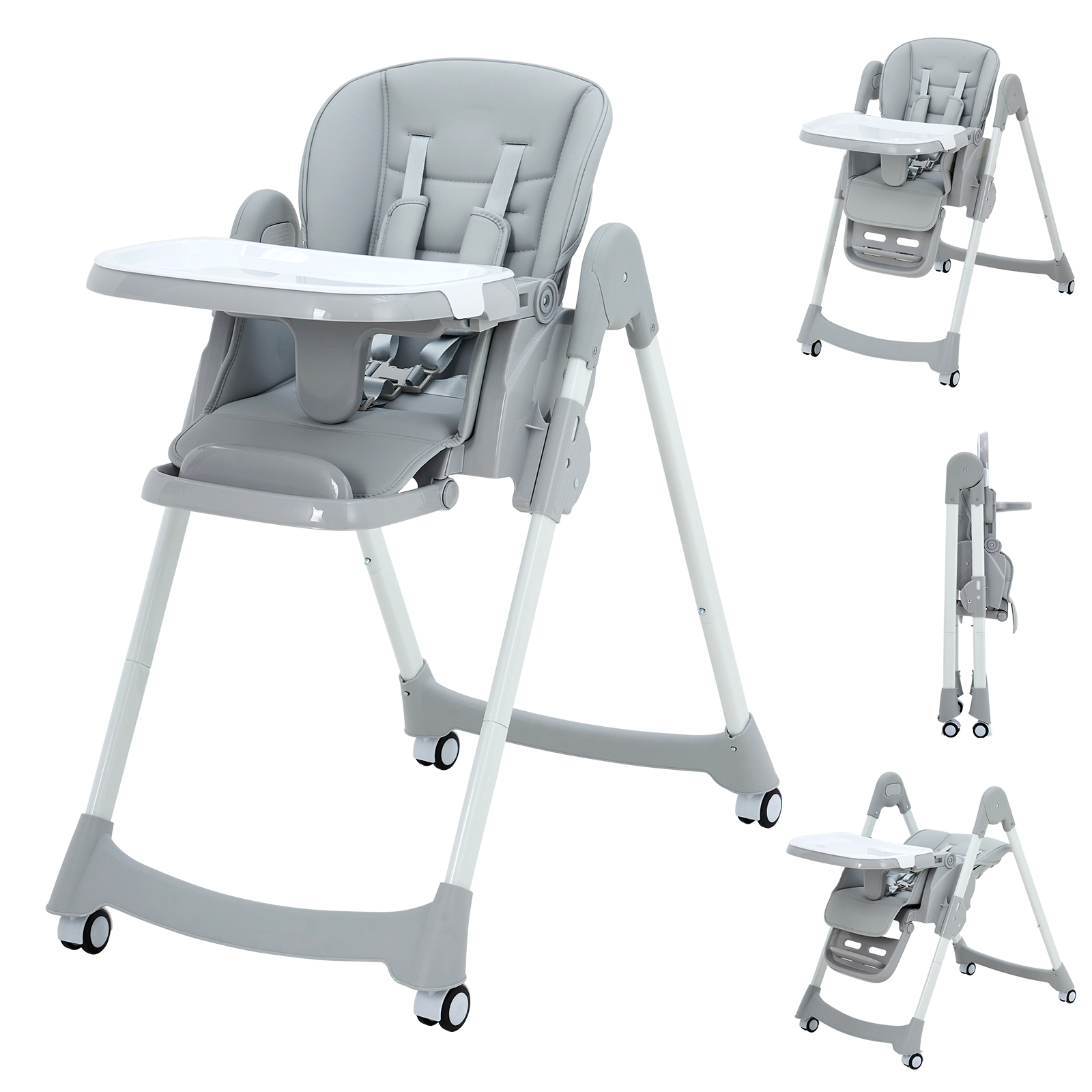 Thinkmax ベビーチェア ハイチェア 折りたたみ ローチェア キャスター付 高さ調節 離乳食 子供用 H25
