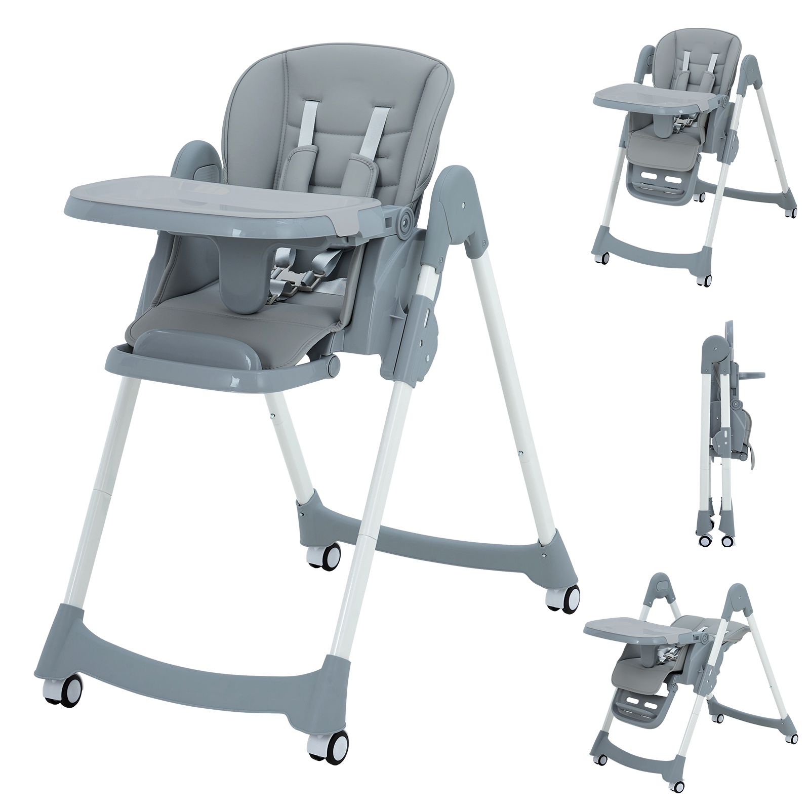Thinkmax ベビーチェア ハイチェア 折りたたみ ローチェア キャスター付 高さ調節 離乳食 子供用 H25 - 画像 (3)