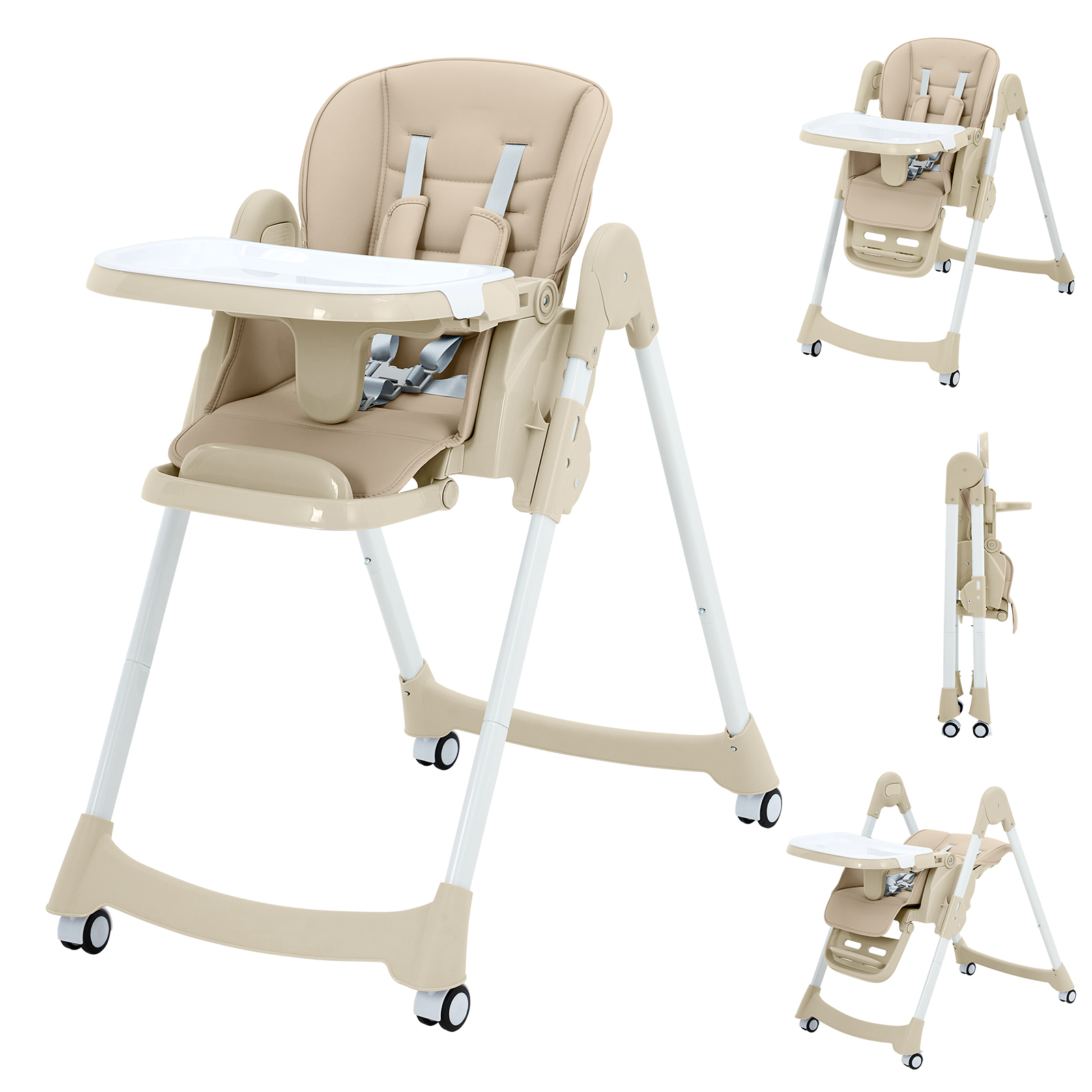 Thinkmax ベビーチェア ハイチェア 折りたたみ ローチェア キャスター付 高さ調節 離乳食 子供用 H25 - 画像 (2)